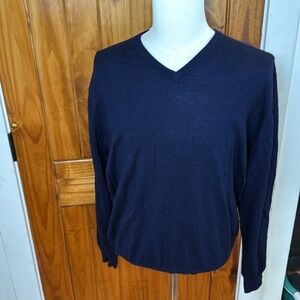 Jos. A. Bank Traveler Collection Blue Wool  V-Neck Sweater size L